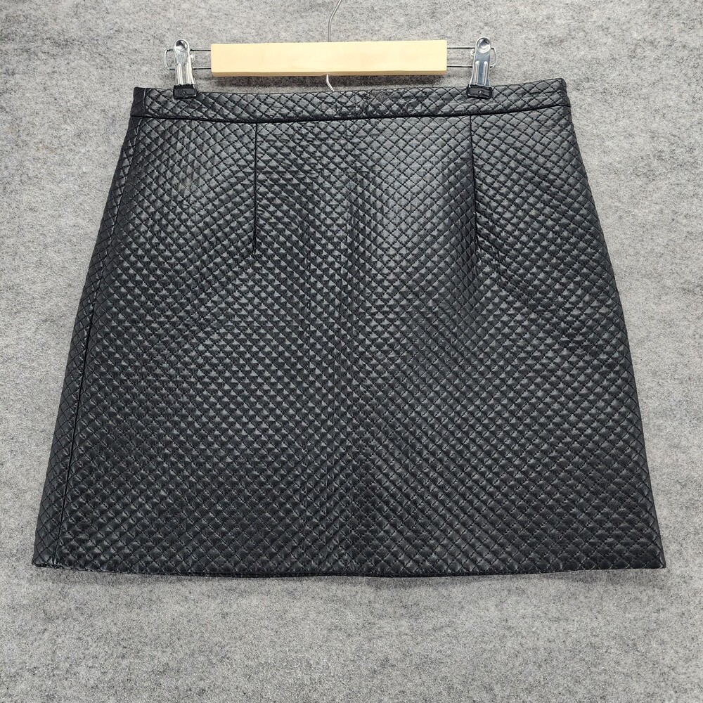Topshop Skirt Womens 10 Quilted Faux Leather Black